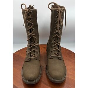 Timberland Charles Street Lace Mid Calf Leather Boots Olive 54355 Women 7.5M